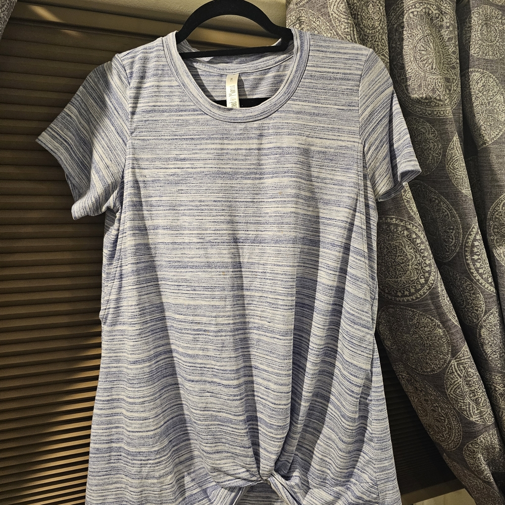 Latched Mama Blue Striped Short Sleeve Nursing Top